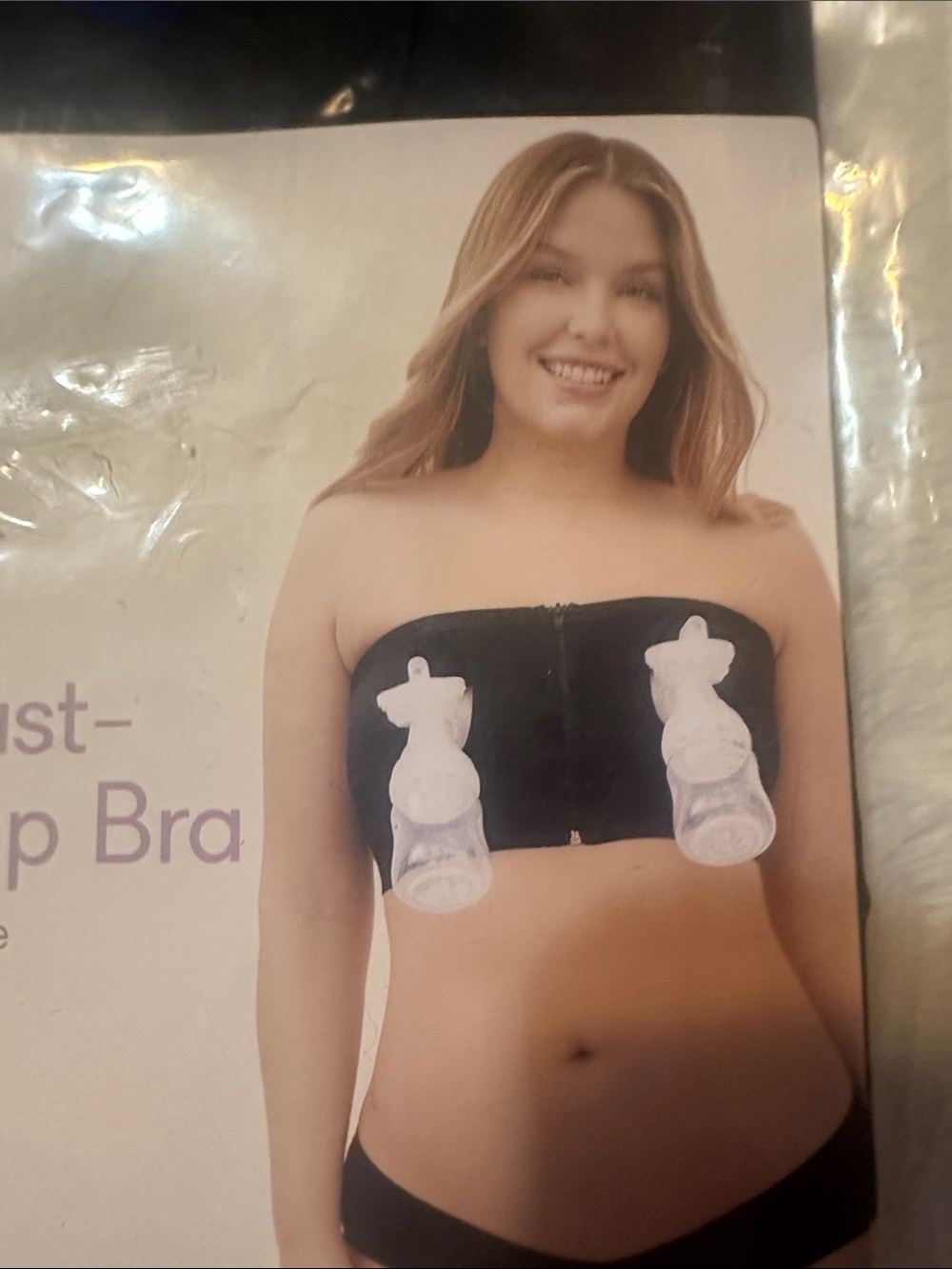 Strapless Black Nursing Pump Bra - Hands-Free Support